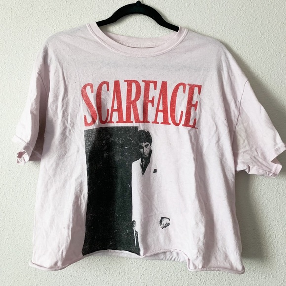 Tops - SCARFACE WASHED PINK CROPPED T-SHIRT 🎸🏍🎺